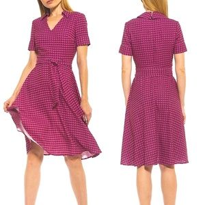 Alexia Admor Magenta Fit & Flare Collared Dress 14